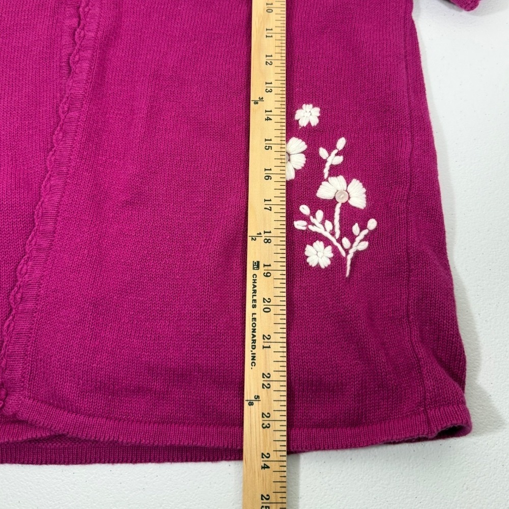 Blair Women's Magenta Purple Embroidered Floral Twin Set Cardigan Tank Large - Picture 5 of 10